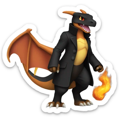 Charizard with a nice black coat on  sticker