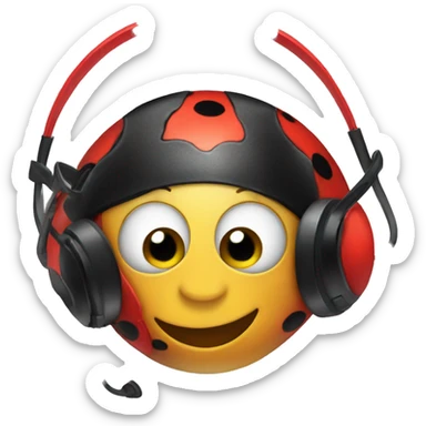 Ladybug wearing a gaming headset sticker