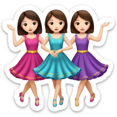 Triplets dancing all brunette sticker