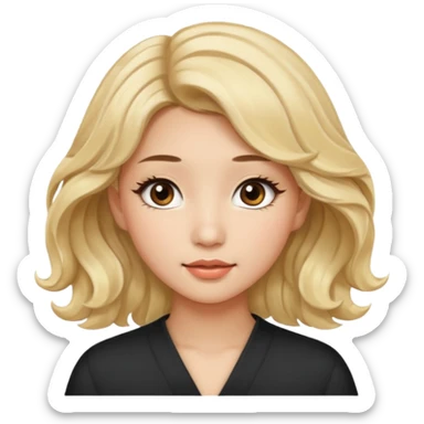 girl with wavy blonde hair with brown eyes asian with eyelashes sticker