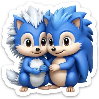 Baby Sonic the Hedgehog and baby Silver the Hedgehog together sticker