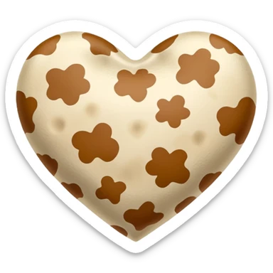 Beige Cow print heart  sticker