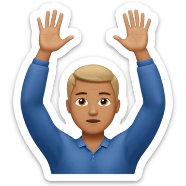 man backing down from argument with arms up WITH NIPPLES sticker