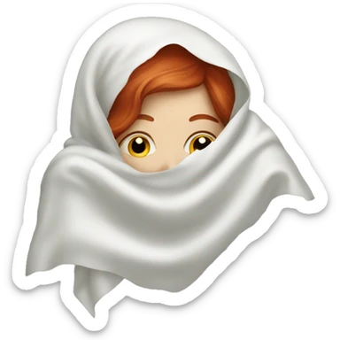 Redhead woman kissing sheet ghost sticker