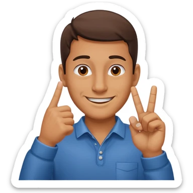 Un hombre introduciendo la nariz entre los dedos mientras hacen gesto de Ok sticker