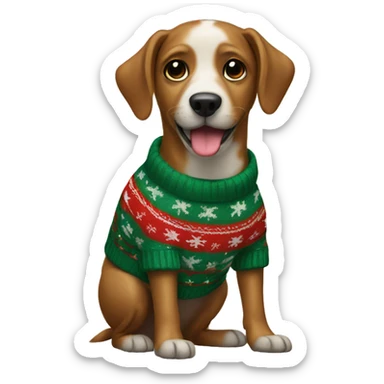 Dog with Christmas sweater sticker