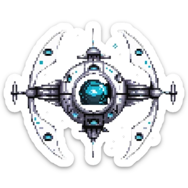 Retro-futuristic space cruiser with round portholes and fins sticker