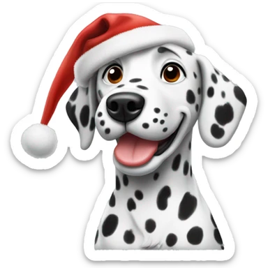 Dalmatian dog wearing a Christmas hat sticker