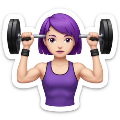 weight lifting female short purple hair sticker