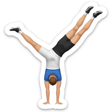 black shorts and t shirt white man one hand handstand sticker