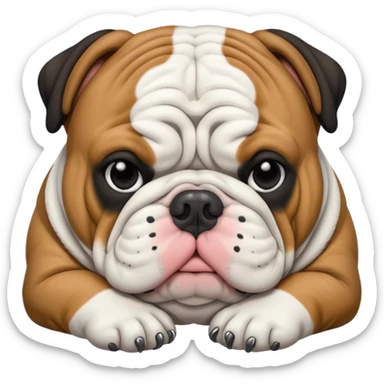 Black and white English Bulldog fat sleeping sticker