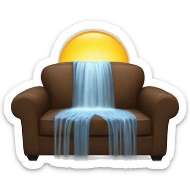 Waterfall on a brown couch with sunshine sticker
