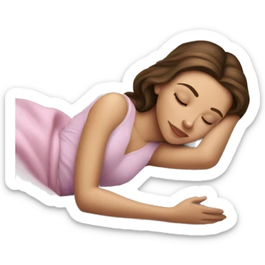 sleeping beauty brunette white girl with a silk pillow sticker