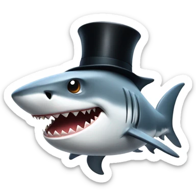 Shark with a top hat sticker