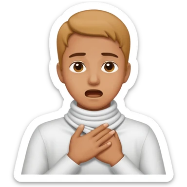 a person who has their own hands around their neck sticker