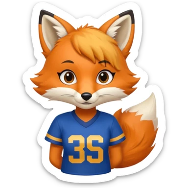 A cute girl fox with a bushy tail wearing a LA Rams shirt sticker