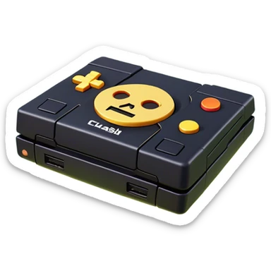 Clash of Clans aesthetic: Cinematic Playful PlayStation 1 Console Portrait Emoji, rendered in a 3D vector-style similar to standard emojis with minimal shading and bold, simplified shapes. A compact, distinct form with signature details, softly glowing with a cutting-edge console technology charm. Simplified yet unmistakably iconic, highly detailed and consistent, glowing with a soft radiance and high shine. Stylized with a touch of technological advancement and a soft glowing outline, capturing the essence of a beloved gaming relic with a friendly, playful manner! sticker