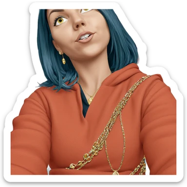 girl in car with jewelry sticker