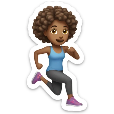brown girl with curly hair exercising  sticker