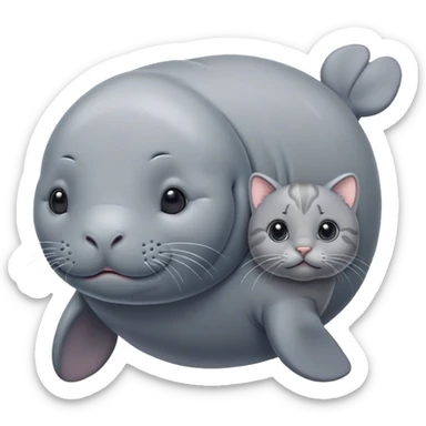 Cute manatee and a gorgeous grey kitty sticker