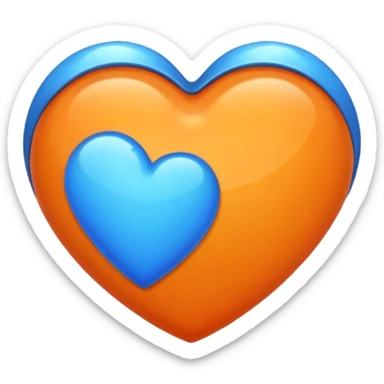 orange heart with blue heart sticker