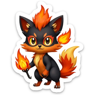 Zorua-Litleo-Litten-Fakémon-hybrid-creature (full body)  sticker