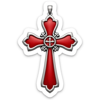 chrome hearts gothic cross silver and red sticker