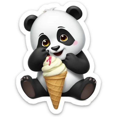 Panda eating ice cream sticker