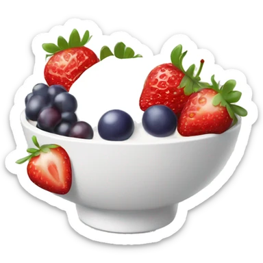 fruit yogurt bowl with strawberries and grapes sticker