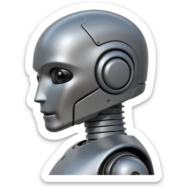 Pregnant male robot emoji. Profile view. Facing left. Square head. sticker