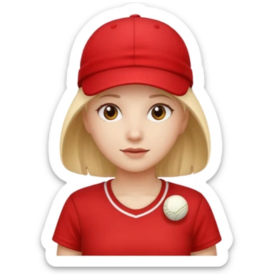 red tennis hat and red tshirt girl sticker