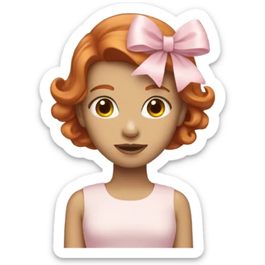 redhead with light pink bow sticker