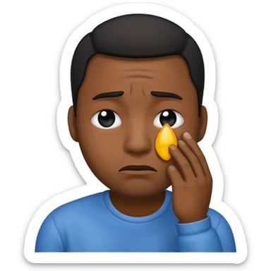 Black man emoji shedding a tear with a frown sticker