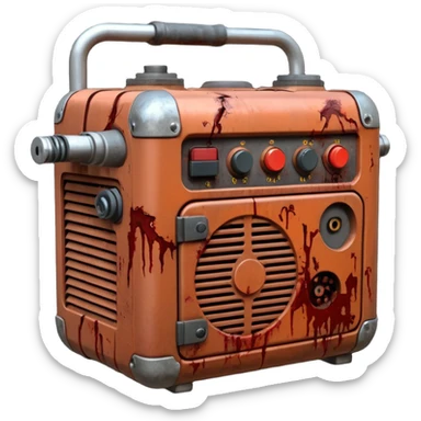 A generator for making electricity, covered in zombie guts. In a dark menacing style sticker
