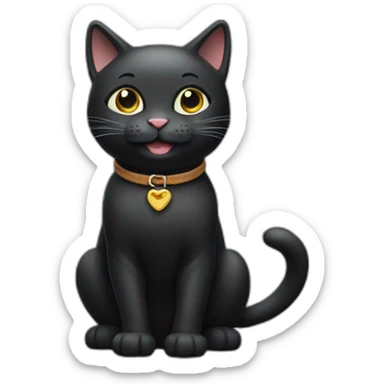 happy black cat whole body sticker