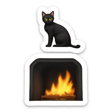 fireplace mantle with black cat on top sticker