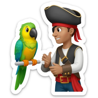 pirate and parrot sticker