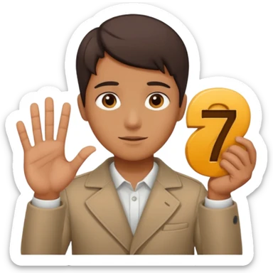 Head with hands holding  6 and 7 sticker