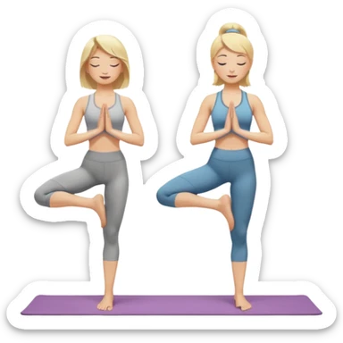Two women doing yoga both blonde standing pose  sticker