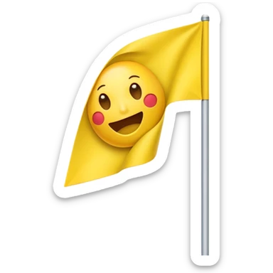 Apple emoji style smiley face triangular yellow flag on a pole. no face sticker