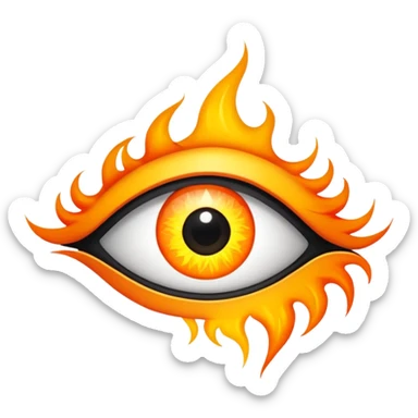 Flames in the shape of an eye with a long black vertical slit down the center sticker
