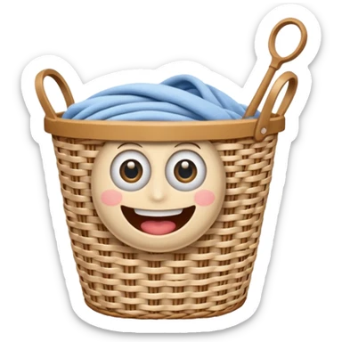 Laundry basket with magic wand and eyes and a mouth sticker