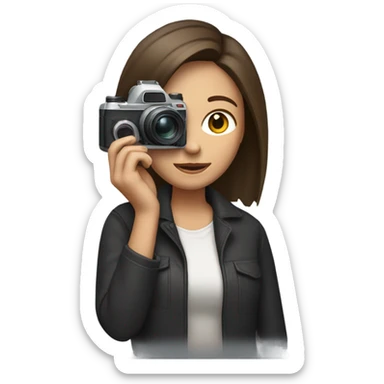 woman photographer camera covering face brunette sticker