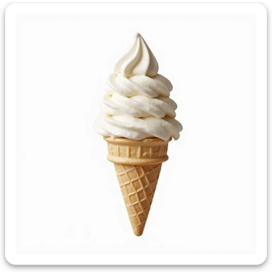 photorealistic icon of an ice cream cone on white background sticker