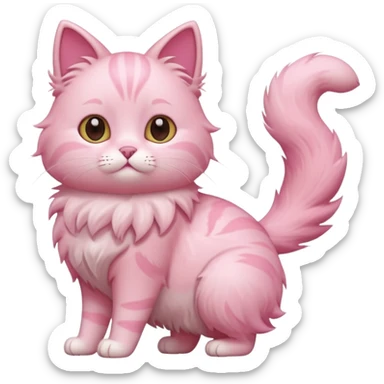 cute pink cat, full body. different body shape, side view. sticker