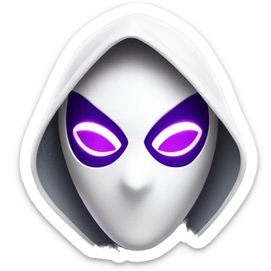 Android Spider-Gwen with a white mask, purple eyes, and a glowing hood in a sleek, minimalist style. sticker