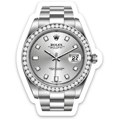 rolex z bransoleta wysadzana diamentami oraz z tarcza wysadzana diamentami sticker