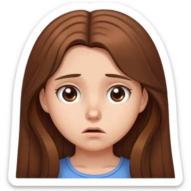 Ashamed girl with long brown hair  sticker