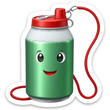 Green Soda can on leash of Salt Jug sticker