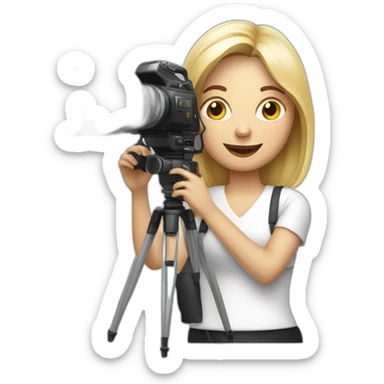 White film director woman holding a cinema camera sticker